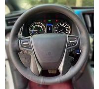 Couvre Volant Voiture pour Toyota pour Alphard pour Vellfire 30 2016-2022 Housse De Volant Personnalisée en Cuir Microfibre Antidérapant Protection Volant Voiture(Blue Thread)