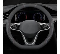 Couvre Volant Voiture pour VW Caddy IV 2015-2020, Couverture Volant en Cuir Antidérapant Respirant Protection Voiture Accessoire,Black-Line-D Shape