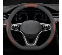 Couvre Volant Voiture pour VW Caddy Maxi Panel Van IV 2015-2019, Couverture Volant en Cuir Antidérapant Respirant Protection Voiture Accessoire,Black-Brown-D Shape