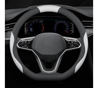 Couvre Volant Voiture pour VW Golf MK1 MK2 MK3 MK4 MK5 MK6 MK7 MK8, Couverture Volant en Cuir Antidérapant Respirant Protection Voiture Accessoire,Black-White-D Shape