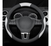 Couvre Volant Voiture pour VW ID.4 X 2021 2022 2023 2024, Couverture Volant en Cuir Antidérapant Respirant Protection Voiture Accessoire,Black-White-O Shape