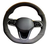 Couvre Volant Voiture pour VW pour Atlas pour Golf 8 Mk8 pour Jetta pour Passat B9 pour Tiguan pour Sharan Housse De Volant en Cuir Suédé Cousue À La Main Protecteur Volant(Orange Thread)