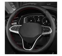 Couvre Volant Voiture pour VW pour Atlas pour Golf 8 Mk8 pour Polo pour Jetta pour Passat B9 pour Tiguan pour Sharan Housse De Volant en Cuir Microfibre Protecteur Volant(Orange Thread)