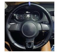 Couvre Volant Voiture pour VW pour Golf 6 Mk6 pour Polo pour Sagitar pour Santana pour Jetta MK5 Housse Volant Voiture Cuir Fibre Carbone Noir Antidérapant(Blue Thread)