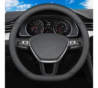 Couvre Volant Voiture pour VW T-ROC 1 (I) A1 I 2017-2024,Microfibre Cuir Couvre Volant 37-38cm/15'' Antidérapant Respirant Couvre Protégé Volant Voiture Decoration Interieur,Black-1-D Type