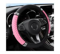 Couvre Volant Voiture Universelle Brillante Strass Cuir PU Housse Volant Voiture Antidérapant Élastique Protection Volant Cache Volant Voiture 37-38cm Rose