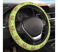 Couvre Volants Voitures Grenouille des Fleurs Capybara Housse Volant Voiture Universel Caches Volant Voiture Facile À Installer pour Pkw Véhicules SUV 37-38Cm