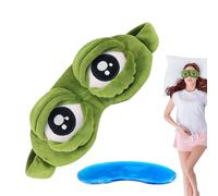 Couvre-yeux drôles - Tissu peluche 22 x 8,9 cm, 87 g | Couverture amusante pour les yeux de grenouille 3D avec sac en gel, protecteur du visage pour les yeux de sommeil, doux pour la peau | Camping