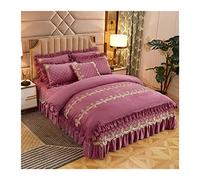 Couvrette de Couette Ensemble d'hiver Hise de Couvre-Coquette épaissie Ensemble de Couvre-lit Velvet Crystal Cover Duvette Doubet en Velours Douptins Lit Jupe Litt Set Couvercle Full (Couleur: