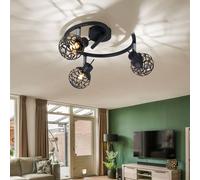 Plafonnier salon gris boule aluminium maille cristal lampe plafonnier spot rond, spots mobiles, 3x G9, 25 cm