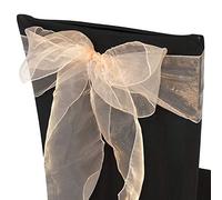 couvrir toutes les occasions 10 pcs d'organza Chaise nœuds Bref, Plus Large Sash, Housse de chaise nœuds pour les événements fête de mariage anniversaire Décor | 26 Couleurs pêche
