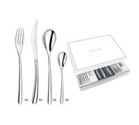 COUZON - Ménagère 24 couverts de table en coffret pour 6 personnes - Elixir - Acier inoxydable 18/10, Finition Miroir, Epaisseur 3 mm - Inox
