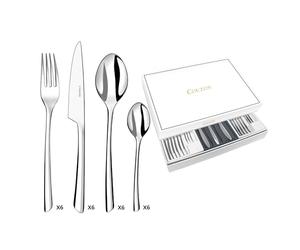COUZON - Ménagère 24 couverts de table en coffret pour 6 personnes - J'aiGoûté - Acier inoxydable 18/10, Finition Miroir, Epaisseur 4 mm - Inox