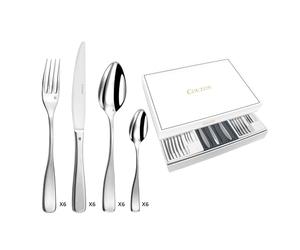 COUZON - Ménagère 24 couverts de table en coffret pour 6 personnes - Millenium - Acier inoxydable 18/10, Finition Satinée, Epaisseur 3.5 mm - Inox