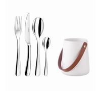 COUZON - Ménagère 24 couverts de table pour 6 personnes et support de rangement - Haikou - Acier inoxydable 18/10, Finition Miroir, Epaisseur 3.5 mm - Inox