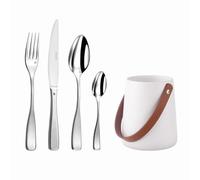 COUZON - Ménagère 24 couverts de table pour 6 personnes et support de rangement - Millénium - Acier inoxydable 18/10, Finition Miroir, Epaisseur 3.5 mm - Inox