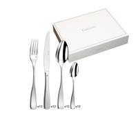 COUZON - Ménagère 48 couverts de table pour 12 personnes en coffre bois - Millenium - Acier inoxydable 18/10, Finition Satinée, Epaisseur 3.5 mm - Inox