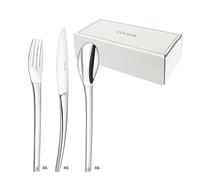 COUZON - Set 18 couverts spécifiques pour l'entrée, le fromage et le dessert pour 6 personnes - Neuvième Art - Acier inoxydable 18/10, Finition Miroir, Epaisseur 3.5 mm - Inox