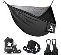 COVACURE Camping Hamac Set avec Moustiquaire, 2 Sangles D'arbres Carabiners Cordes Double Portable Outdoor Léger Nylon Hamac pour