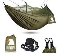 COVACURE Camping Hamac Set avec Moustiquaire - Ultraléger, Respirant, séchage Rapide, hamac de Camping en Nylon Parachute pour Trekking, Voyage, Plage, Jardin - Capacité de 200 kg