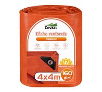 COVALL 4m x 4m Bâche Imperméable Épaisse 160g/m² Anti-UV Ultra Résistante Bâche Plastique de Protection Extérieur Jardin Bois Extérieur Anti-Pluie Toiture Camping Camion (Orange Vif)
