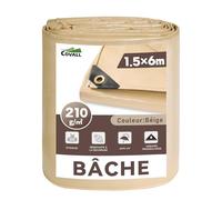 COVALL Bâche Beige 1,5x6m 210g/m², Protection Extérieure Imperméable