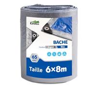 Covall Bâche de Protection Imperméable Exterieur 65g/m² Argent/Bleu légères 6x8m étanche Trous soudés aux Moisissures Multi usages UV pour Voiture Camion RV Maison Tente Bateau Piscine