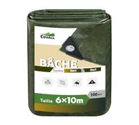 Covall Bâche de Service moyenen 6x10m Bâches Imperméable 100g/m² et résistant à la moisissure Polyvalent Résistant aux déchirures Tente UV Piscine Toit Bac à Sable Bateau Camion VR.(Vert)
