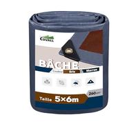 Covall Bâche imperméable Bâches de Protection en Polyéthylène 260g/m² en surpoids & anti-5x6m Trou soudé renforcé pour Jardin, paillis, Piscine, Tente de Camping Bâche Grise/Marron.