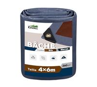 COVALL Bâche Imperméable de Protection en Polyéthylène 4x6m 260g/m²-Surpoids avec Oeillets Soudés Renforcés, Anti-UV,Résistante aux Intempéries pour Jardin,Piscine et Tente de Camping (Grise/Marron)