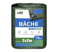 COVALL Bâche légère,2x2m 70g/㎡ Bâche multifonctionnelle de Protection UV Verte/Bleue pour Housses de Protection de Voiture, draps de Camping, Housses de Pluie extérieures, etc.