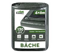 Covall bâche Moyenne Camping Sol Tapis 4x6m 130g/m² (Vert Armée/Noir) Tente Résistante aux UV Couverture Extérieure Piscine Toit Bac à Sable Bateau RV Voiture Housse de Protection