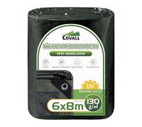 Covall bâche Moyenne Camping Sol Tapis 6x8m 130g/m² (Vert Armée/Noir) Tente Résistante aux UV Couverture Extérieure Piscine Toit Bac à Sable Bateau RV Voiture Housse de Protection