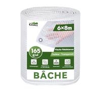 COVALL Bâche Transparente Extérieur 6x8m Dimensions Finies, avec Oeillets, Haute Résistance 165 g/m² Armée, Imperméable, Idéale pour Serre, Jardin, Poulailler et Protection Balcon Contre la Pluie