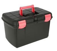 Covalliero Arrezzo Boîte de pansage en Plastique Noir/Fuchsia 40 x 25 x 24,5 cm avec Cavalier, Insert Amovible, Couvercle avec Rabats de Fermeture