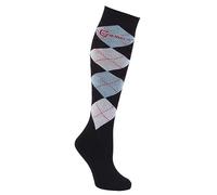 Covalliero Brescia Chaussettes Hautes d'équitation pour Femme Bleu Taille 34-36