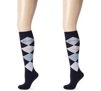 Covalliero Brescia Chaussettes Hautes d'équitation pour Femme Bleu Taille 34-36 (Lot de 2)