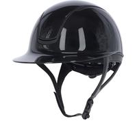 Covalliero Casque d'équitation Eclipse Polo - Aspect brillant - Système à disques - Sécurité ERT - Excellente ventilation - Doublure intérieure amovible - Noir laqué - 58-61 cm
