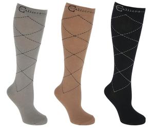 Covalliero Femme Karo Chaussettes D'équitation, Bleu Marine/pierre/bois, 39 EU