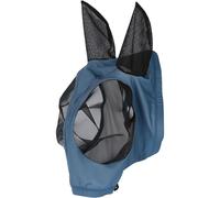 Covalliero - Masque anti-mouches FinoStretch Zipper FS26 - Masque anti-mouches pour cheval - Avec oreilles de mouche et fermeture éclair - Protection contre les mouches pour chevaux en bleu fumé