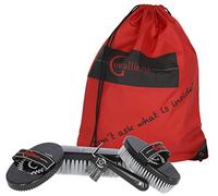 Covalliero sac de pansage, sac de soins, soins du cheval, rempli, rouge, 45x40cm, polyester, avec ustensiles de nettoyage et de toilettage du pelage