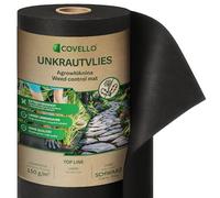 Covello Toile de Paillage Professional Line 55m x 1,6m, Géotextiles Protège Les Plantes, Bache Jardin Anti Herbe, Résiste Rayons UV, Perméable à l'eau, 150g/m² Résistant à Déchirure 88m², Noir