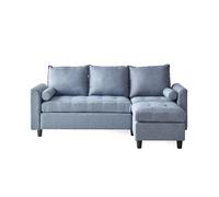 COVENTRY - Canapé 3 places en tissu avec pouf gris clair