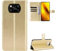 Cover Per Xiaomi Poco X3 Nfc,Custodia Per Xiaomi Poco X3 Mzb07z2in/Poco X3 Nfc M2007j20cg Custodia Portafoglio In Pelle Flip Case Gold