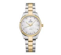 COVER Valentina CO224 Mini montre pour femme avec bracelet en acier inoxydable et verre saphir 5 ATM, Bicolore/nacre