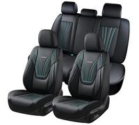 Coverado Ensemble complet de 5 housses de siège de voiture avec soutien lombaire et appuie-tête amovible - Coussin de siège avant et arrière en cuir respirant - Ajustement universel pour camion - Noir