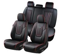 Coverado Ensemble complet de 5 housses de siège de voiture avec soutien lombaire et appuie-tête amovible - Coussin de siège avant et arrière en cuir respirant - Ajustement universel pour camion - Noir