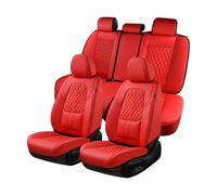 Coverado Ensemble Complet de Housses de siège de Voiture en Cuir imperméable avec Soutien Lombaire - 5 sièges Avant et arrière - Rouge