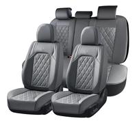 Coverado Ensemble Complet de Housses de siège de Voiture en Cuir synthétique imperméable - 5 Places - Ajustement Universel pour la Plupart des Voitures, SUV, camions - Gris