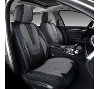 Coverado Lot de 2 Housses de siège de Voiture en Cuir Nappa de qualité supérieure, Ajustement Universel pour la Plupart des berlines, VUS, Pick-up (Noir et Gris)